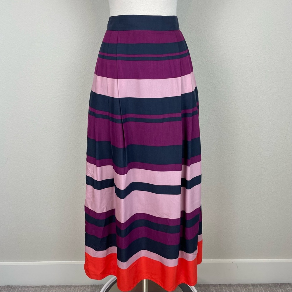 Maxi Skirt in Magenta, Navy, Light Pink & Orange Hem